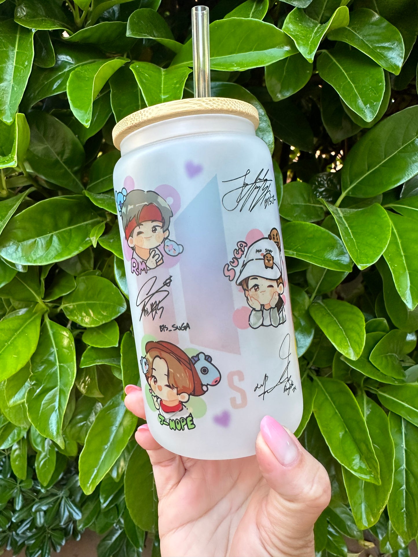 BTS Chibi Glass Cup