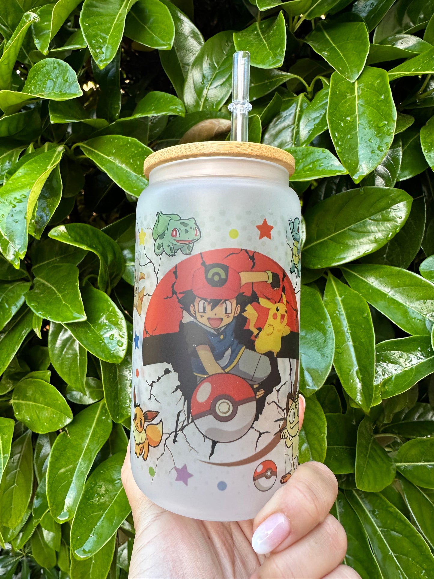 Ash & Pikachu Anime Glass