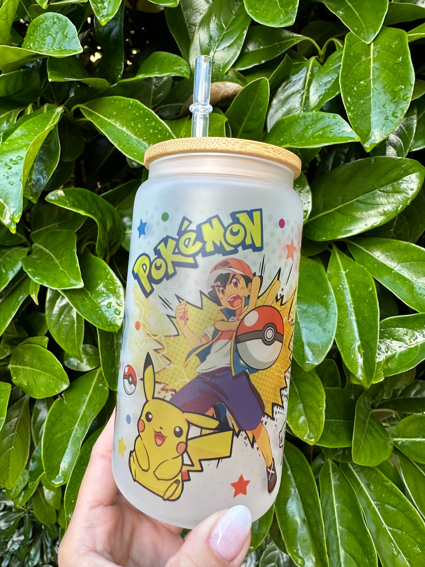 Ash & Pikachu Anime Glass