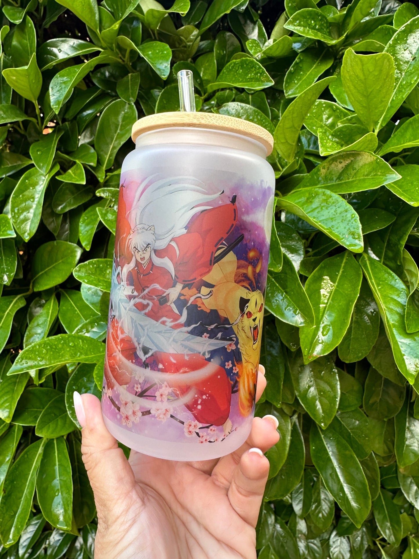 Inuyasha & Kirara Anime Glass