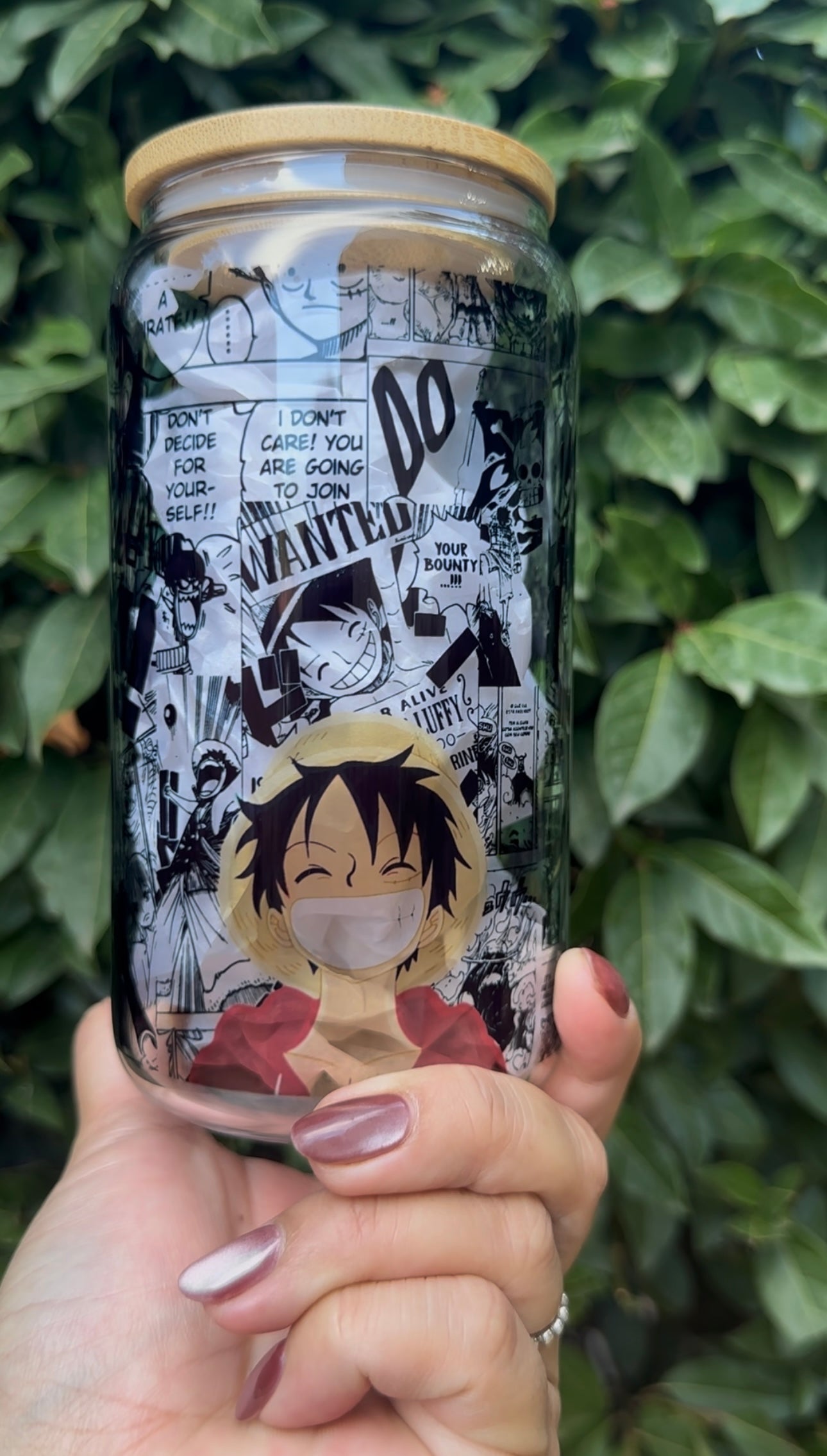 One piece anime glass transparent