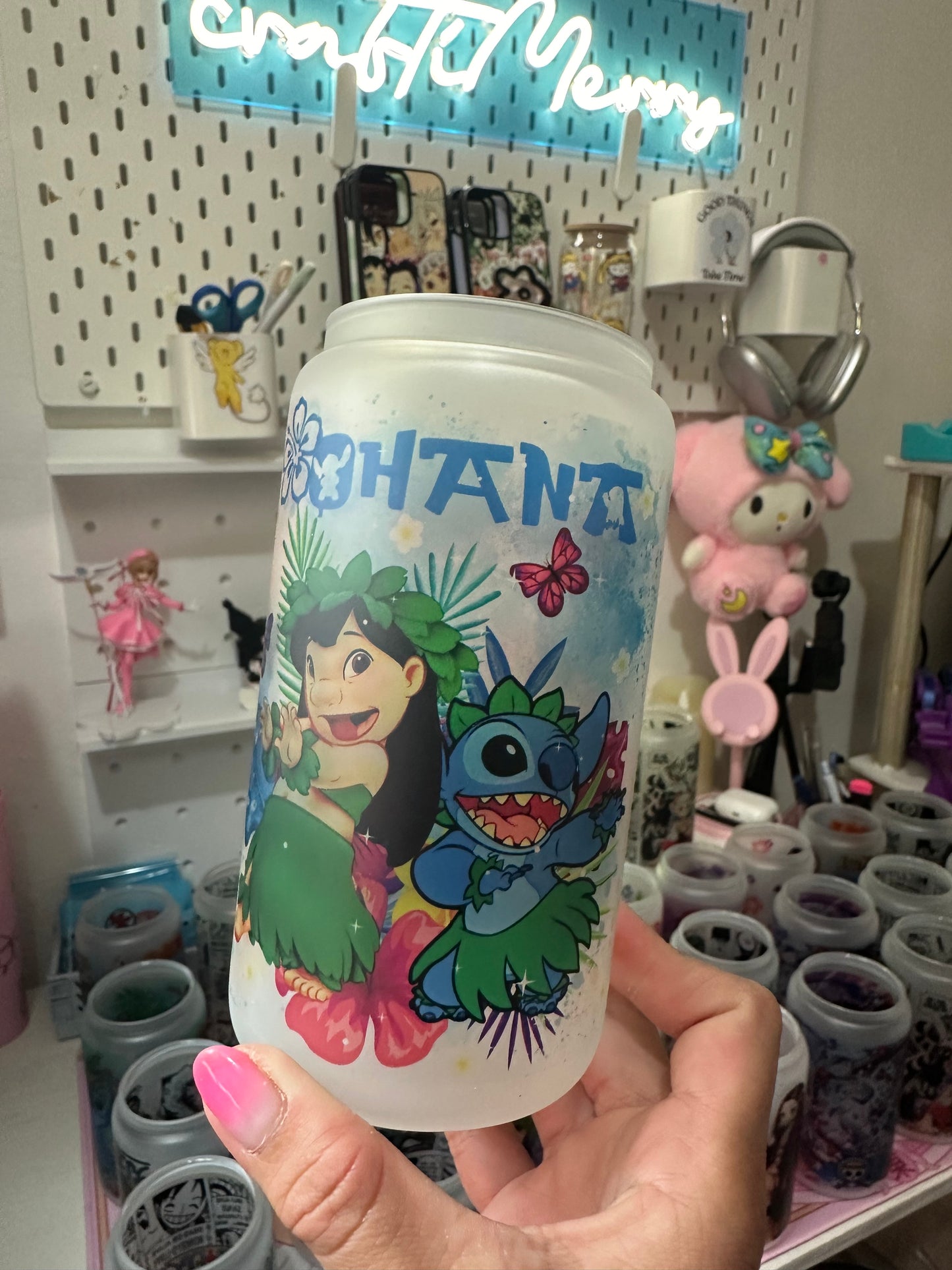 Stitch glass tumbler