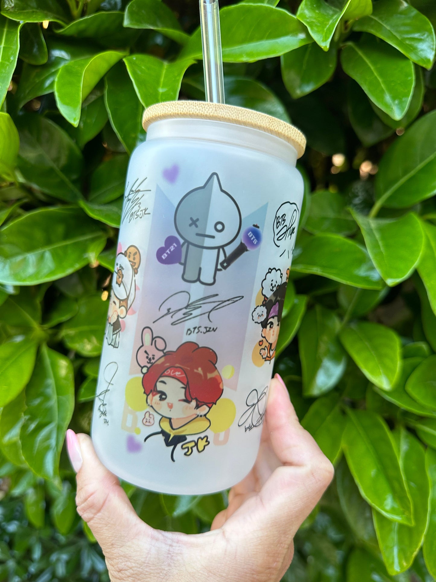 BTS Chibi Glass Cup