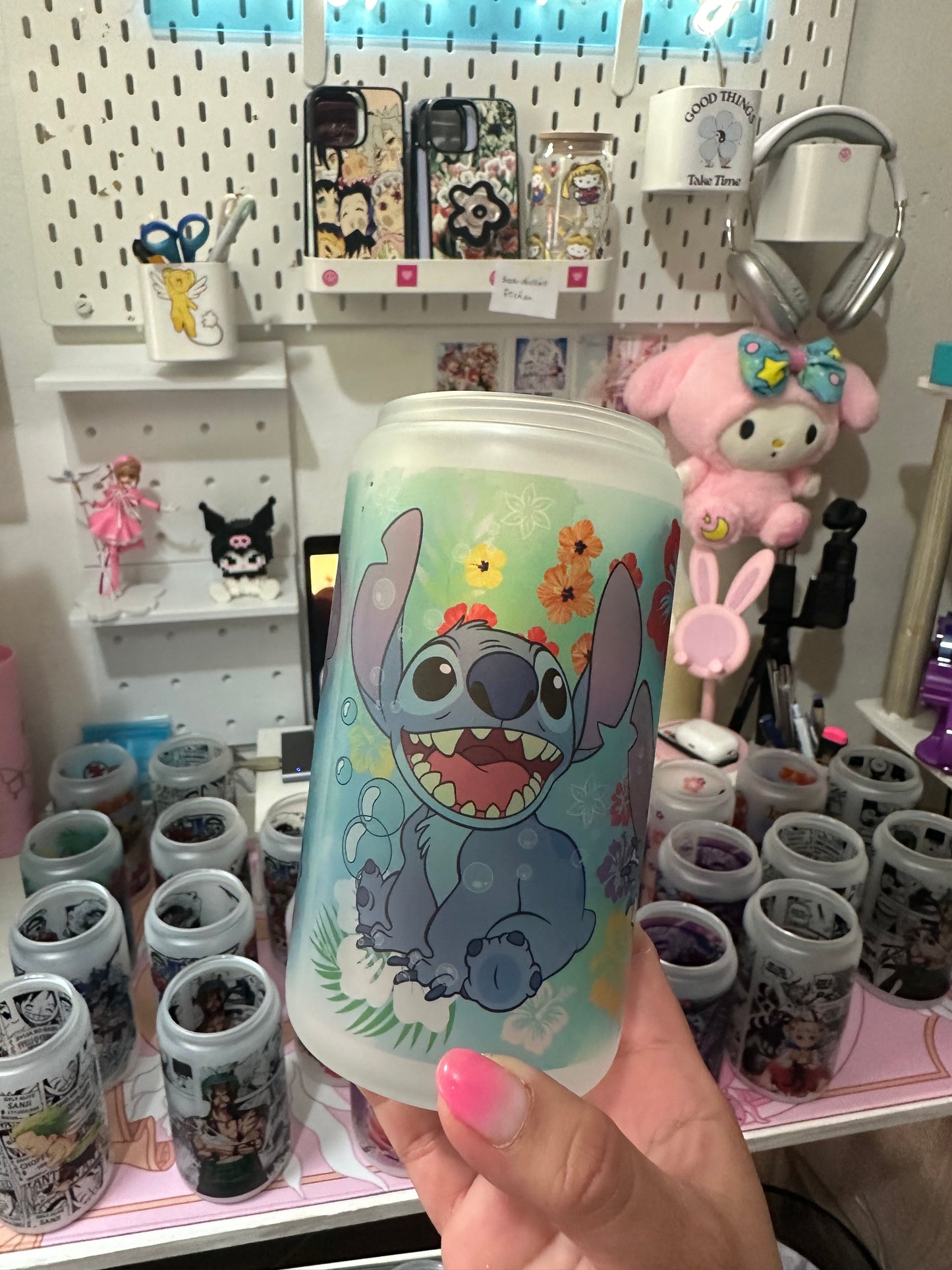 Stitch glass tumbler