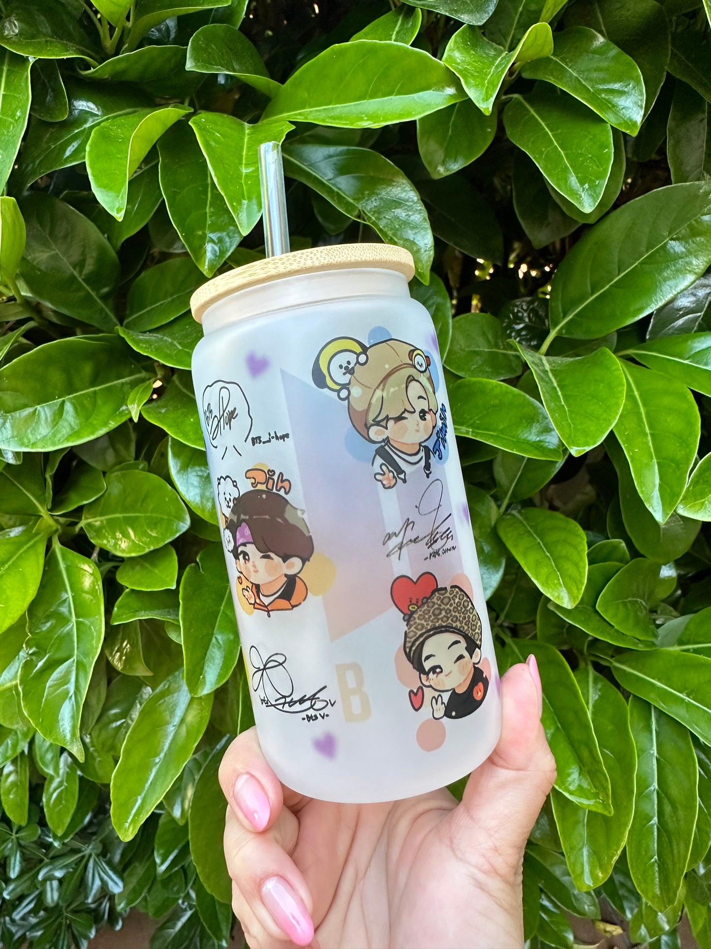 BTS Chibi Glass Cup