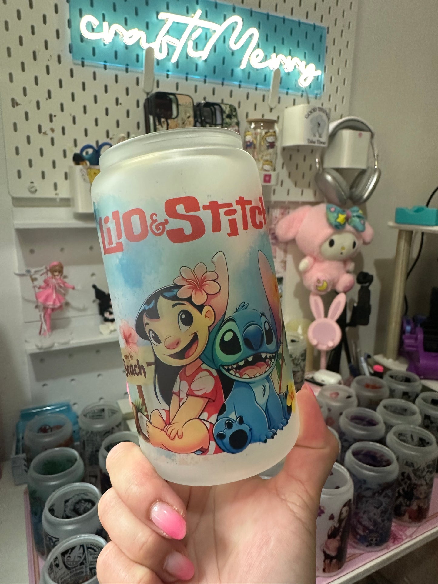 Stitch glass tumbler